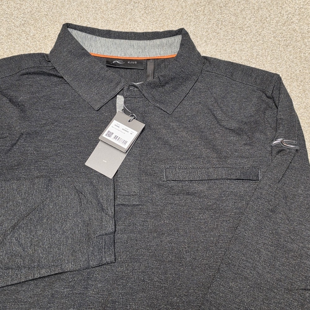 NWT KJUS Inverness Long Sleeve Polo Men's 54 XL Gray Cashmere Blend Performance